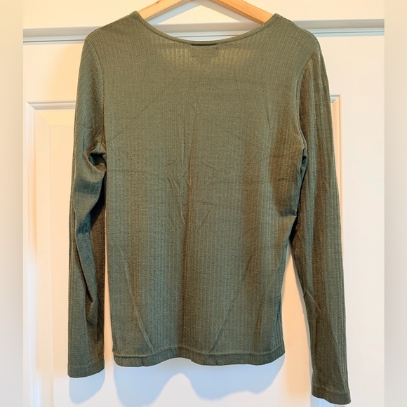 Frazier Lawrence Olive Long Sleeve Ribbed  Top - Picture 2 of 3
